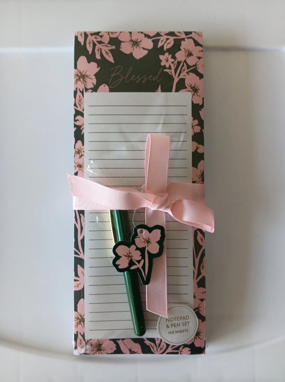 Juliet Meeks Notepad Pen Set Floral Lined Magnet Rectangle 4
